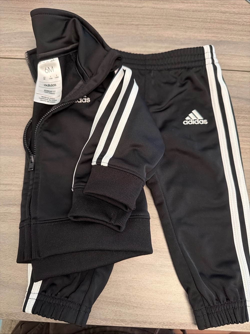 adidas Black Joggers with White Three Stripes